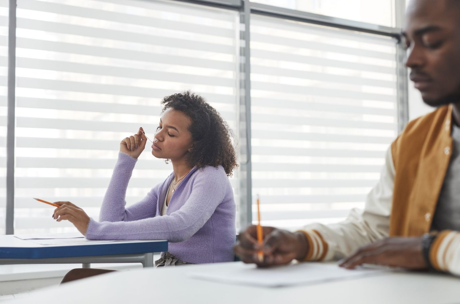 Student concentrating during a standardized test